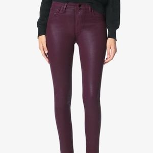 Joe's CHARLIE HIGH RISE SKINNY ANKLE COATED JEANS SIREN Red Sz 32 Retail $198
